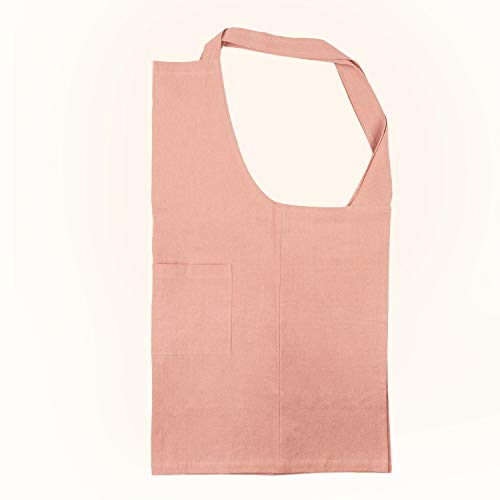 Aprons for Women with Pockets Unisex Comfort Cross Back No Tie Cotton Linen Apron Pinafore for Cooking Painting Floral Arrangement Gardening Cleaning Orange (Orange Red / Medium)