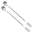 Bar Spoon Cocktail Mixing Stirrers (12"-Trident Fork-2PCS / Silver)