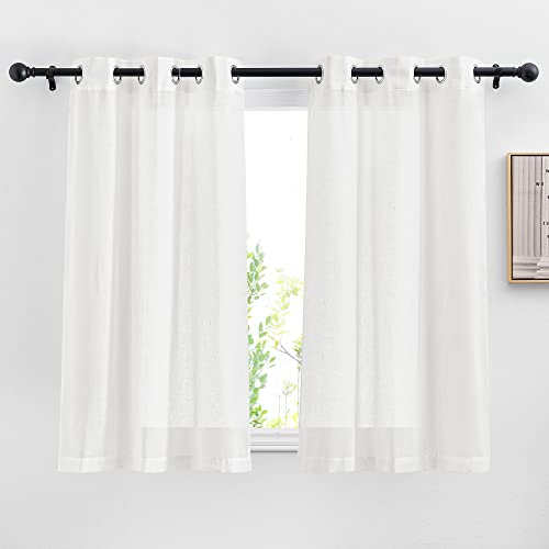 White Cafe Curtains Semi Sheer (42"W x 30"L (Pack of 2) / White)