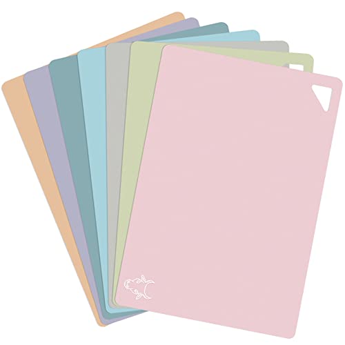 7 Pieces Plastic Flexible Cutting Boards for Kitchen (Soft Colors)