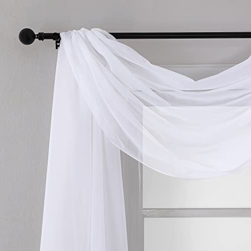 Extra Long White Sheer Curtains 144 inch 2 Panels (White / 59"W x 144"L (Pack of 2))
