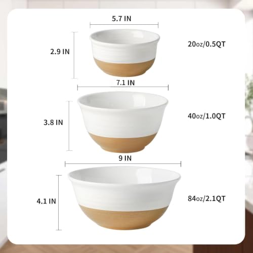 Ceramic Serving Bowls (White / 84+40+20 oz)