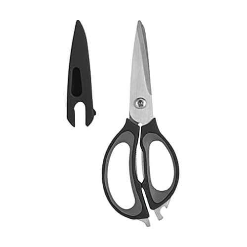 4-in-1 Kitchen Shears with Sheath, Grey and Black (Black and Gray)