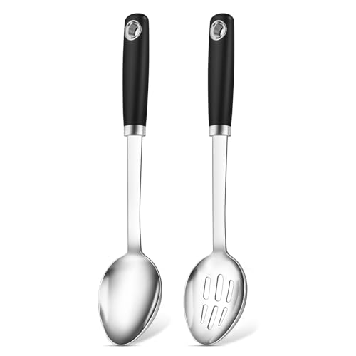 2 Pcs Stainless Steel Cooking Spoons Set (B. 2PC -Silicone Spoon)