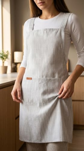 Aprons for Women with Pockets (Light Gray)