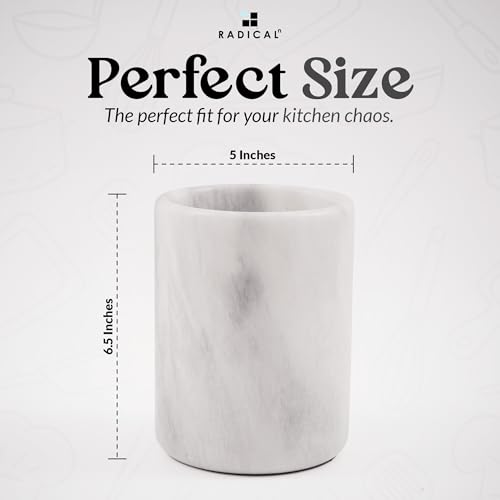 Marble Utensil Holder Kitchen Counter (White)