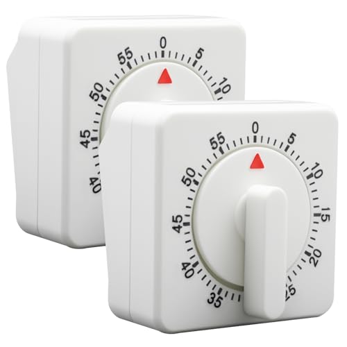 Square 60 Minute Mechanical Kitchen Timer (White)