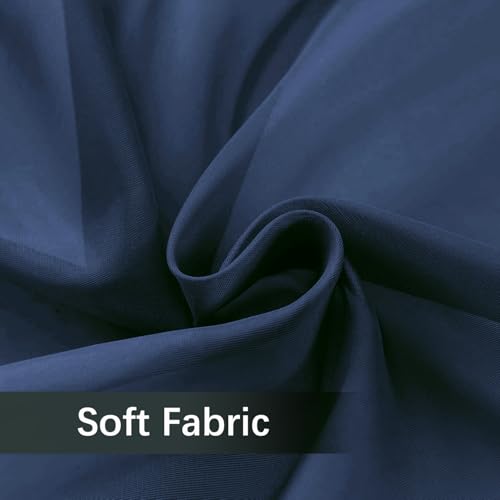 Solid Sheer Rod Pocket Curtain Voile Draperies 2 Panels White Beige Black Grey Coffee 52 Inch Width 84 Inch Long 1 Pair for Kitchen Bedroom Children Living Room Yard (Navy / 52"W x 84"L (Pack of 2))