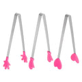 Mini Food Tongs 5.5" Pattern Shape Stainless Steel with Silicon Tips Small Cooking Tongs Kitchen Food Tongs Serving Tongs for Cooking Grilling BBQ Barbecue Kitchen (RoseRed)