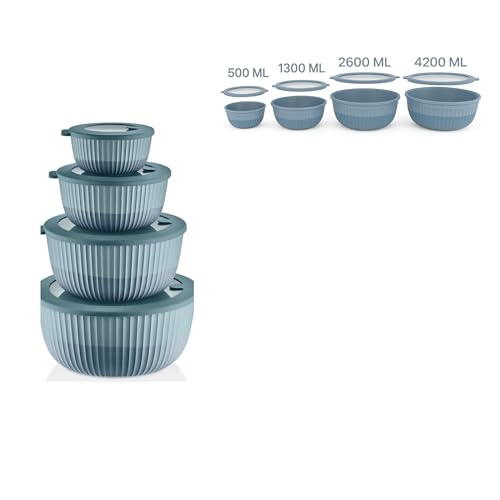 Plastic Mixing Bowls with Lids (Blue)