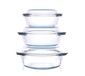 Set of 6 Pieces Round Tempered Glass Casserole Dish with Lids (0.7QT+1QT+1.5QT)