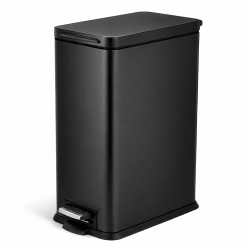 4 Gallon Kitchen Trash Can with Slim Fit Design (Black / Solid)