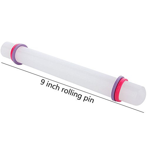 Marshmallow Fondant Cake Decorating Hand Tool 12 Pcs 5 Sets Sugarcraft Gumpaste Icing Smoother Rolling Pin Trimmer Cutter Embosser Flower Scissor Modelling Accessories Supplies Kit Pink (Pink)