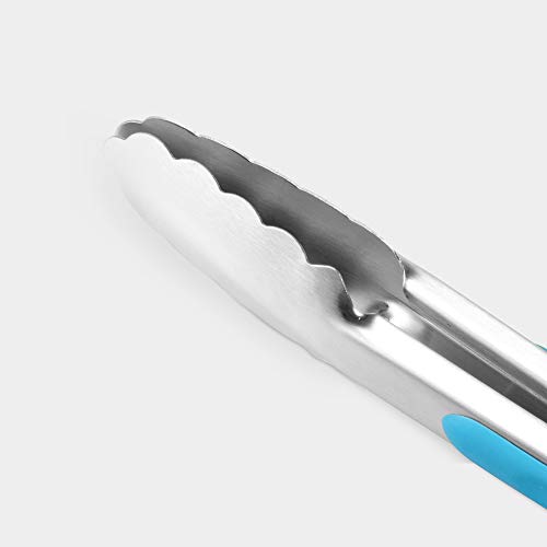 Premium 304 Stainless Steel Tongs Set (9" & 12" / Blue)