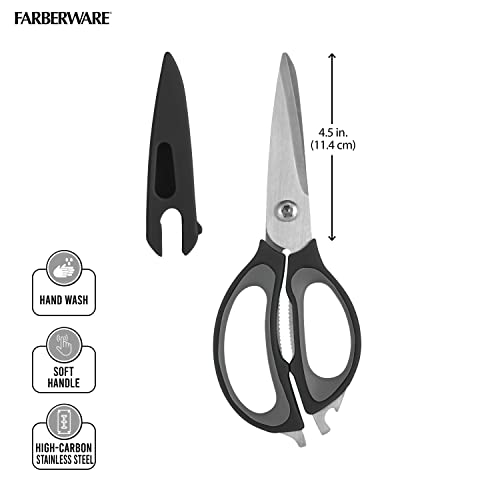 4-in-1 Kitchen Shears with Sheath, Grey and Black (Black and Gray)