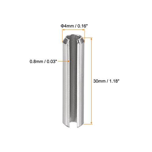 Slotted Spring Pin M4 x 30mm 304 Stainless Steel 20Pcs (M4 x 30mm)