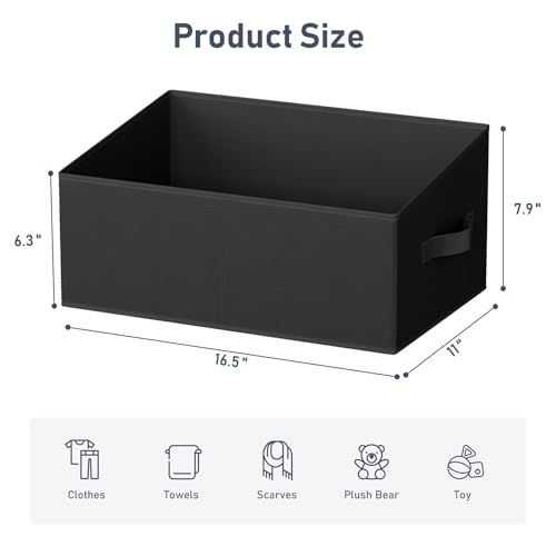 Closet Storage Bins 8 Pack (Black / 8 Bins 16.5"x11"x7.9")