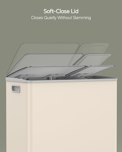 Dual Trash and Recycling Bins for Kitchen (Apricot / 13+6 Gallon)