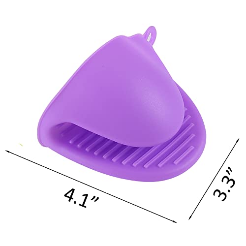 2 Pairs Mini Oven Gloves Silicone Oven Mitts Purple and Orange (Purple and Orange)