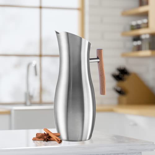 Slimline Stainless Steel Pitcher (68 Ounces / Stainless Steel w/ Wood Handle)