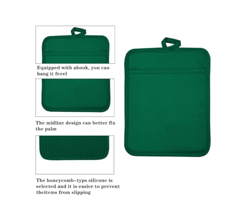Oven Pot Holder with Pocket Cotton Heat Resistant Coaster Potholder Kitchen Hot Pad Oven Mitts for Cooking and Baking Square 7"x9" (Jsper / 1 Count - Silicone)