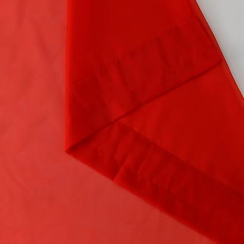 Sheer Red Curtains 4 Panels Rod Pocket Semi (Red / 52"W x 54"L (Pack of 4))
