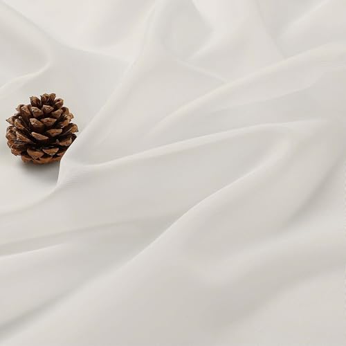 Ivory Sheer Curtains 48 Inch Long (Ivory / 42"W x 48"L (Pack of 2))