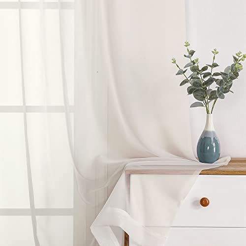 Sheer Curtains Ivory 144 inch Extra Long (Ivory / 42"W x 144"L (Pack of 2))