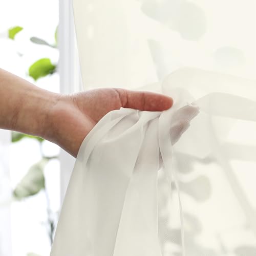 Cream Sheer Curtains 84 Inches Long for Living Room (Cream / 42"W x 84"L (Pack of 2))