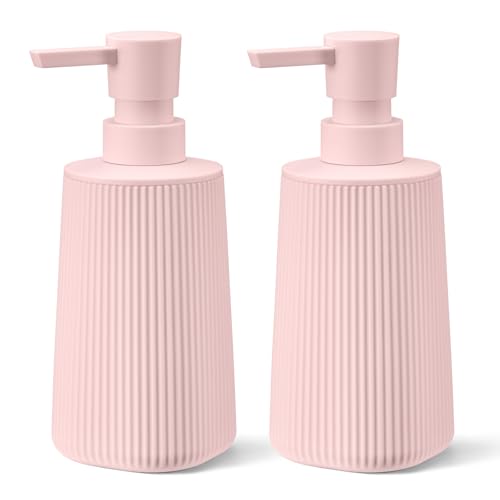 Pink 2 Pack Hand Soap Dispensers Set for Bathroom (Pink Set of 2)