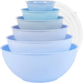 BPA Free Plastic Round Mixing Bowl with Lids (Pale Blue)