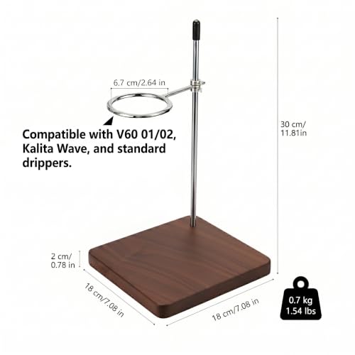 Pour Over Stand with North American Walnut Base & 360° Adjustable Coffee Filter Holder (Black Walnut)