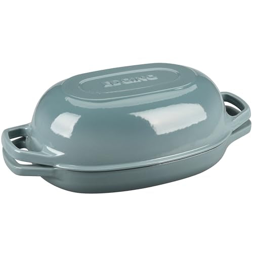 Enameled Cast Iron Oval Dutch Oven Pot with Lid (Seasalt / 7 Quart)