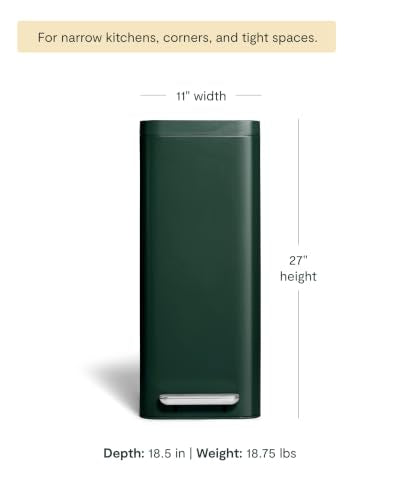 45L Slim Stainless Steel Step Trash Can (Emerald)