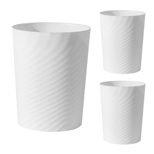 Plastic Small Trash Can Wastebasket (White / 1.8 Gallon/3 Pack)