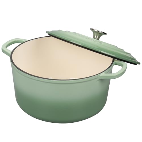 Enameled Cast Iron Dutch Oven Pot with Lid (6 QT / Green)