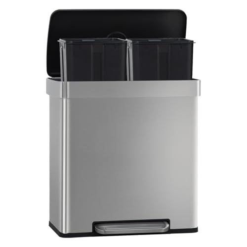 16G (2x8G) Trash Can with Lid | Stainless Steel | Fingerprint-Proof (Stainless Steel / 16 G)