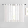 White Flax Linen Sheer Bedroom Curtains Grommet (52"W x 54"L (Pack of 2) / White)