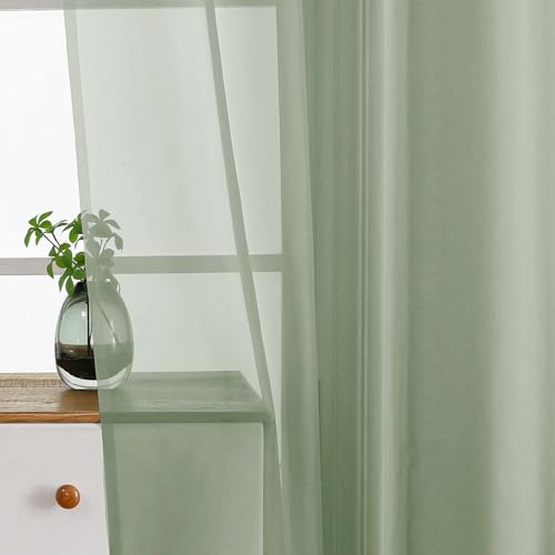 Sage Green Valances for Windows 14 inch Length 2 Panels (42"W x 14"L (Pack of 2) / Sage Green)