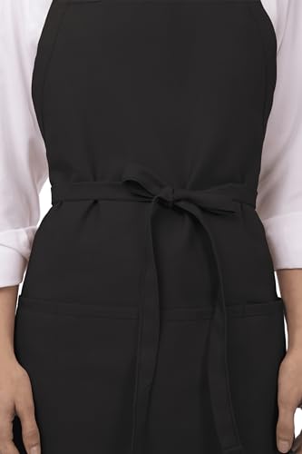 Unisex Three Pocket Apron (Black, 1 Pack)