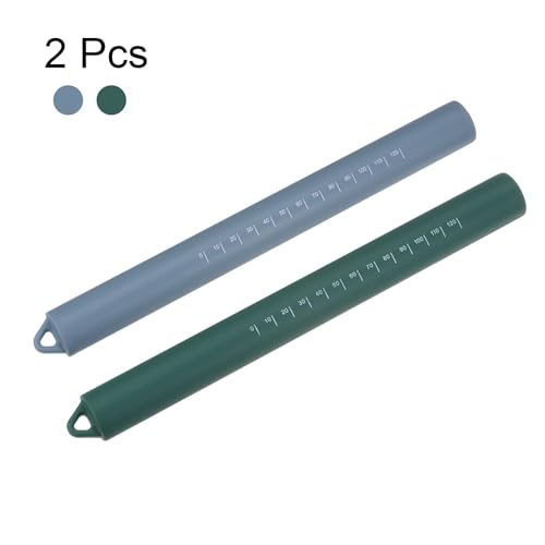 2pcs Silicone Rolling Pin 10" Stainless Silicone Surface Non (Blue+Dark Green)
