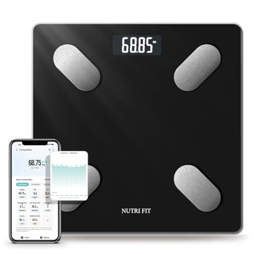 Smart Scale for Body Weight Body Fat Composition Monitor Sync App (Mirror Black)