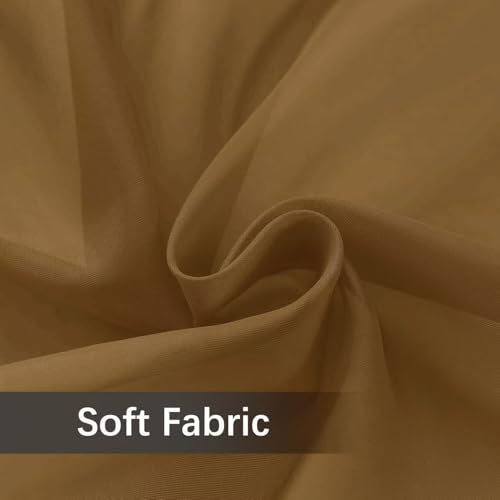 Solid Sheer Rod Pocket Curtain Voile Draperies 2 Panels White Beige Black Grey Ivory 52 Inch Width 45 Inch Long 1 Pair for Kitchen Bedroom Children Living Room Yard (Light Brown / 52"W x 45"L (Pack of 2))