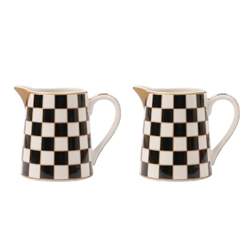 Checker Porcelain Creamer Pitcher Set of 2
