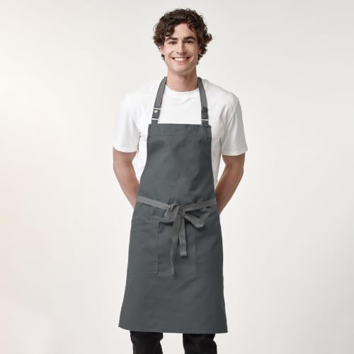 Chef Men Canvas Waterproof Apron Pocket 4251GB (1 Pack / Dark Grey)