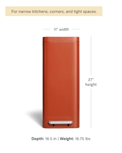 45L Slim Stainless Steel Step Trash Can (Clay)