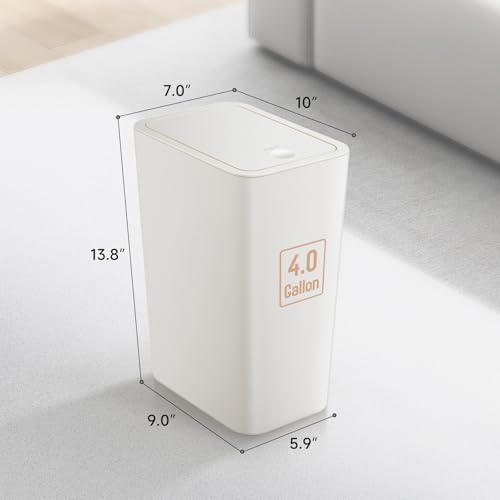 Bathroom Trash Can with Lid (White, 1 Pack)