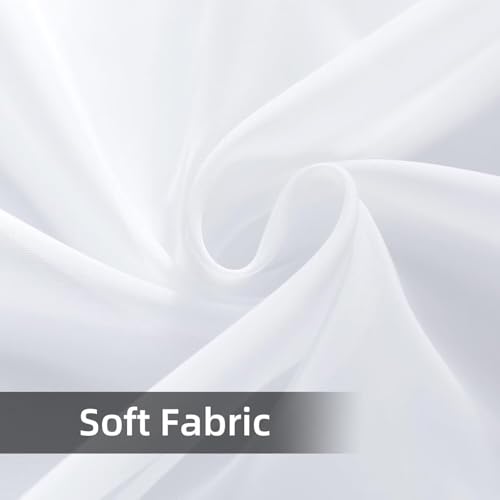 Solid Sheer Rod Pocket Curtain Voile Draperies 4 Panels White Beige Black Grey Ivory 52 Inch Width 84 Inch Long for Kitchen Bedroom Children Living Room Yard (White / 52"W x 84"L (Pack of 4))