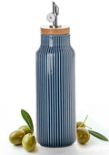 Ceramic Olive Oil Dispenser Bottle for Kitchen (20 Ounces / Blue)