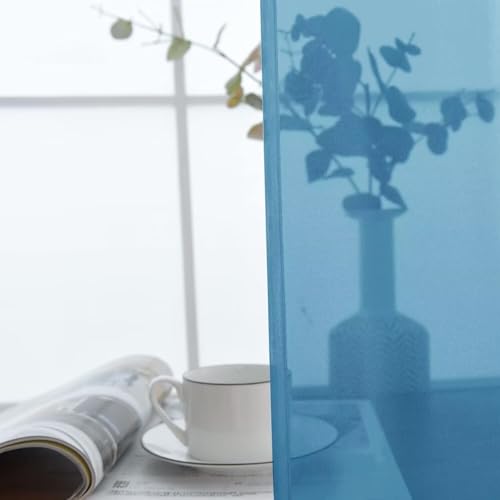 Blue Sheer Curtains 4 Panels Rod Pocket Semi (Blue / 52"W x 84"L (Pack of 4))